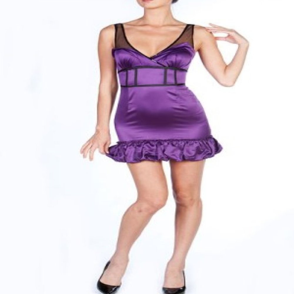 New Purple Mini Dress with Sequin Detail